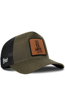 Gorra Caqui-Negro Cordura Trucker con Parche See You Later Never