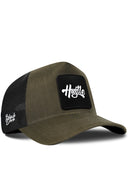 Gorra Caqui-Negro Cordura Trucker con Parche Hustle (2)