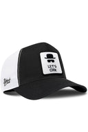 Black and White Cordura Trucker Cap