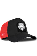 Gorra Negro-Rojo Cordura Trucker con Parche Tigre