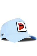 Gorra Azul Hielo Béisbol con Parche Labios