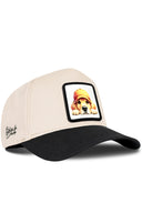Gorra Negro-Beige Béisbol con Parche Perro Divertido