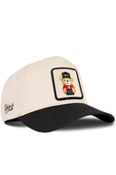 Gorra Negro-Beige Béisbol con Parche Oso Smile