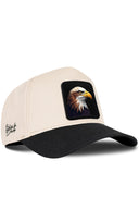 Gorra Negro-Beige Béisbol con Parche Aguila Feroz