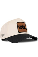 Gorra Negro-Beige Béisbol con Parche Rock