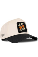 Gorra Negro-Beige Béisbol con Parche Good Luck