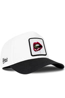 Gorra Negro-Blanco Béisbol con Parche Labios Bala