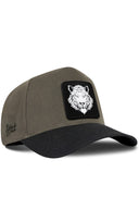 Gorra Negro-Caqui Béisbol con Parche Tigre