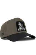 Gorra Negro-Caqui Béisbol con Parche Lobo