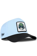 Gorra Negro-Azul Hielo Béisbol con Parche Gato Auriculares Dj
