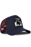 Gorra Marino-Burdeos Trucker Clásico con Parche Oso Salvaje