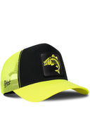Gorra Neón-Negro Trucker Clásico con Parche Pez