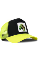 Gorra Neón-Negro Trucker Clásico con Parche Dragón Verde