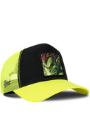 Gorra Neón-Negro Trucker Clásico con Parche Fighter Verde