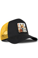 Gorra Negro-Amarillo Trucker Clásico con Parche Zorro Forestal