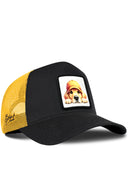Gorra Negro-Amarillo Trucker Clásico con Parche Perro Divertido