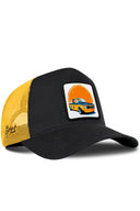 Gorra Negro-Amarillo Trucker Clásico con Parche Coche Clásico