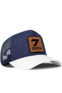 Gorra Blanco-Marino Cordura Trucker con Parche Número 7 Seven