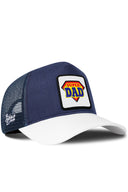 Gorra Blanco-Marino Cordura Trucker con Parche Super Dad