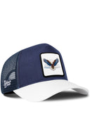 Gorra Blanco-Marino Cordura Trucker con Parche Aguila Volando