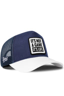 Gorra Blanco-Marino Cordura Trucker con Parche It's Not A Game Its Life