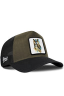 Gorra Negro-Caqui Cordura Trucker con Parche Buho Realista