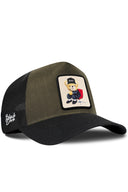 Gorra Negro-Caqui Cordura Trucker con Parche Oso Boss