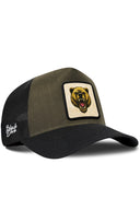 Gorra Negro-Caqui Cordura Trucker con Parche Oso Feroz