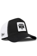 Gorra Negro-Blanco Cordura Trucker con Parche Super Mom