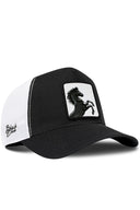 Gorra Negro-Blanco Cordura Trucker con Parche Caballo
