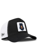 Gorra Negro-Blanco Cordura Trucker con Parche Perro Doberman