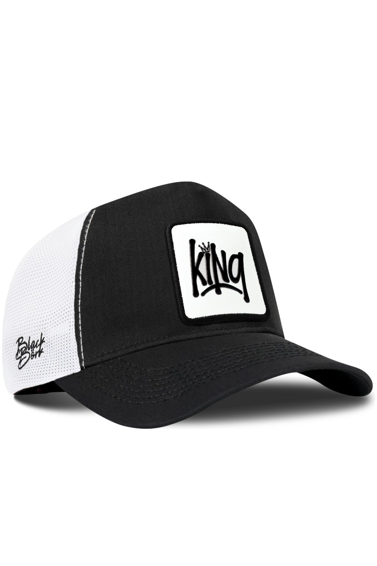 Gorra Negro-Blanco Cordura Trucker con Parche King