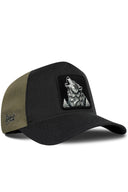 Gorra Negro-Caqui Cordura Trucker con Parche Lobo