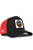 Gorra Negro-Rojo Cordura Trucker con Parche Oso 3D