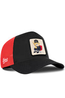 Gorra Negro-Rojo Cordura Trucker con Parche Oso Boss