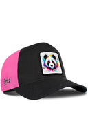 Gorra Negro-Rosa Cordura Trucker con Parche Panda Colorido