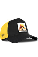 Gorra Negro-Amarillo Cordura Trucker con Parche Perro Divertido