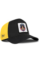 Gorra Negro-Amarillo Cordura Trucker con Parche León DJ