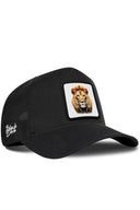 Gorra Negro Cordura Trucker con Parche Leon Retrato