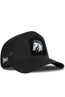 Gorra Negro Cordura Trucker con Parche Caballo Ilustrado