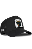 Gorra Negro Cordura Trucker con Parche Pantera Corona