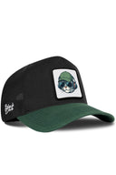 Gorra Verde Petróleo-Negro Cordura Trucker con Parche Gato Auriculares Dj