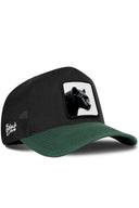 Gorra Verde Petróleo-Negro Cordura Trucker con Parche Pantera