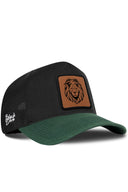 Gorra Verde Petróleo-Negro Cordura Trucker con Parche Leon Clasico Silueta 2