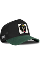 Gorra Verde Petróleo-Negro Cordura Trucker con Parche Oso Urbano