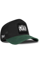 Gorra Verde Petróleo-Negro Cordura Trucker con Parche Personalizado