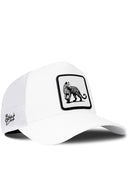Gorra Blanco Trucker con Parche Leopardo