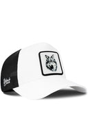 Gorra Blanco-Negro Trucker con Parche Lobo Sabio