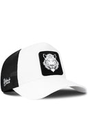 Gorra Blanco-Negro Trucker con Parche Tigre