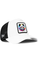 Gorra Blanco-Negro Trucker con Parche Panda Colorido